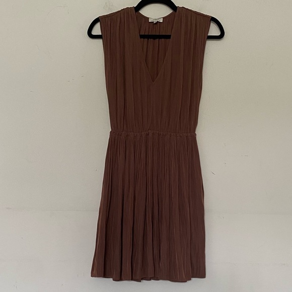 Aritzia Wilfred Sz XS Cognac Sleeveless Mini Dress Like New 372 - Picture 4 of 11